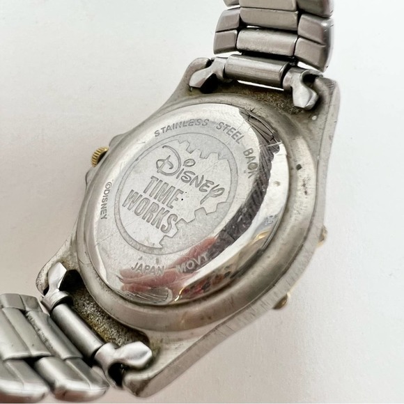 Disney Time Works Watch Stainless Steel Mickey Mouse Black Face Gold Accents - Picture 4 of 6